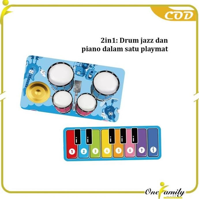 [Cod] Ofm M378 Mainan Anak Alat Musik 2In1 Piano Drum Education Toys