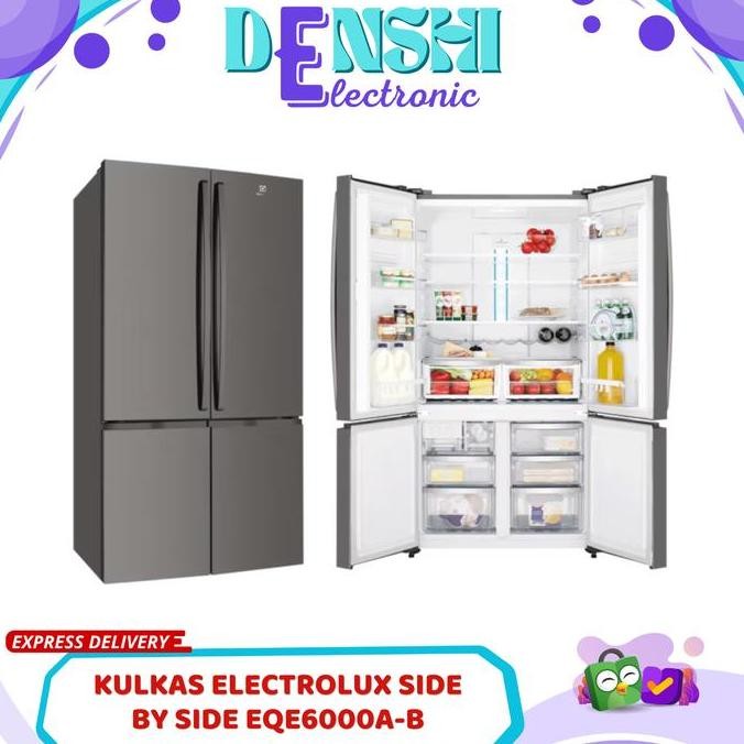 Electrolux Eqe6000A-B Kulkas Nett Capacity 541 Liter French Door Cooling Inverter Quick Freeze Low W