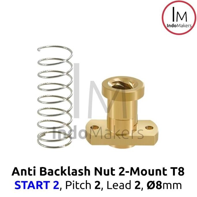 3D Printer Leadscrew 8Mm 2-Start Anti Backlash Spring Nut 2-Mount