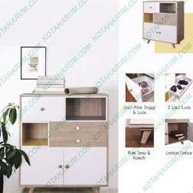 Lemari Bufet Kecil Sideboard Curla Olympic Scandinavian Coklat Putih