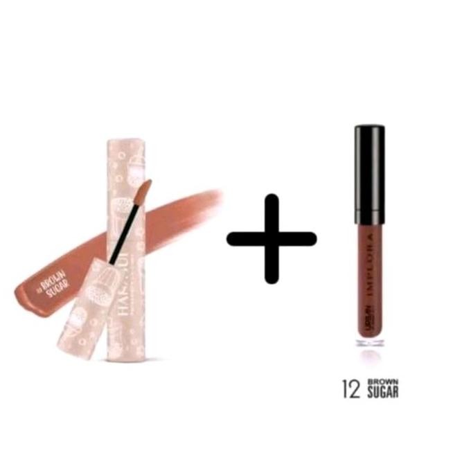 Paket Ombre Hanasui 02 Brown Sugar X Implora Lipcream 12 Lipstick Original