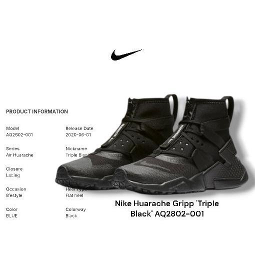 New  Sneakers Boots Nike Huarache Gripp 'Triple Black' AQ2802-001