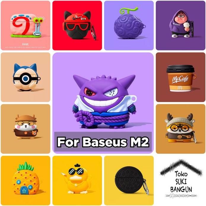 New  Case Baseus Bowie M2 TWS Buds Rubber CUTE CARTOON Cover Casing Pouch