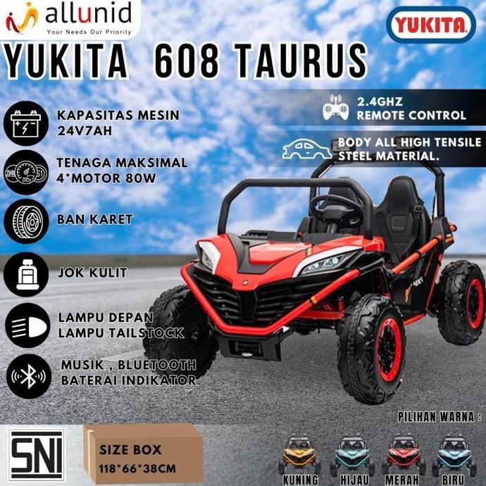 Mainan Anak Mobil Aki Jeep Yukita 608 Taurus - Merah - Kuning