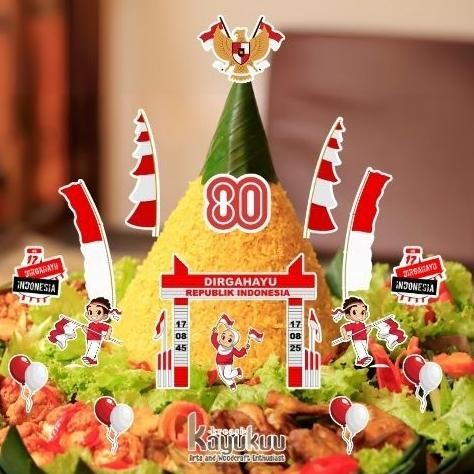 Bisa Cod Kreasikayukuu Topper Kue Nasi Kuning Tumpeng 17 Agustus - Dekor Kemerdekaan Meriah ||