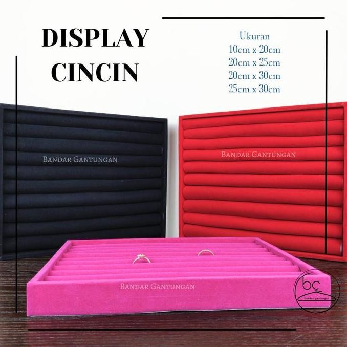 Display Cincin Nampan Cincin Kotak Cincin Pajangan Cincin Display Aksesoris Kotak Cincin Bludru + Tu