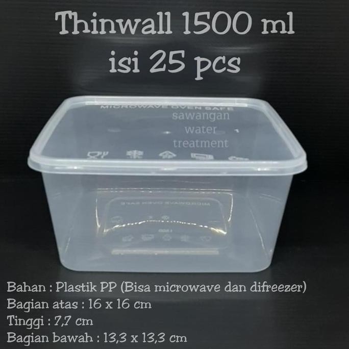 Thinwall Kotak 1500Ml / Plastik 1500Ml / Tempat Salad/ Thinwall 1500Ml