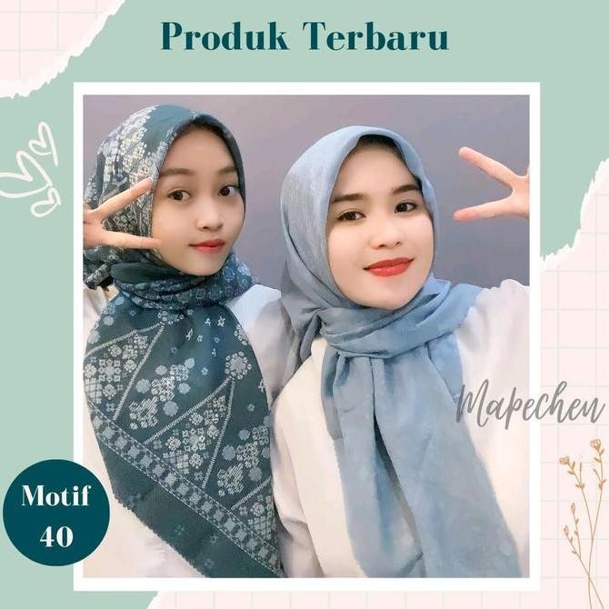 (Good) Edisi Hijau - Hijab VOAL MOTIF PREMIUM Hijau Jotol Emerald Tosca Sage Jilbab Segiempat LaserC