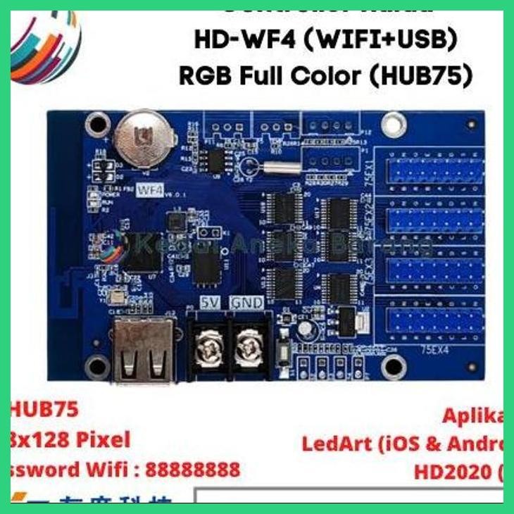 DISCOUNT CONTROLLER HUIDU HD-WF4 WIFI RGB FULL COLOR RUNNING TEXT PANEL W62-75 SIAP KIRIM