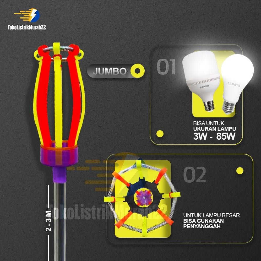 Eq-77 (Murah)Stik Lampu /Tongkat Lampu / Satu Set Tongkat Dan Kepala /Stik Lampu Jumbo 2 Meter & 3 M