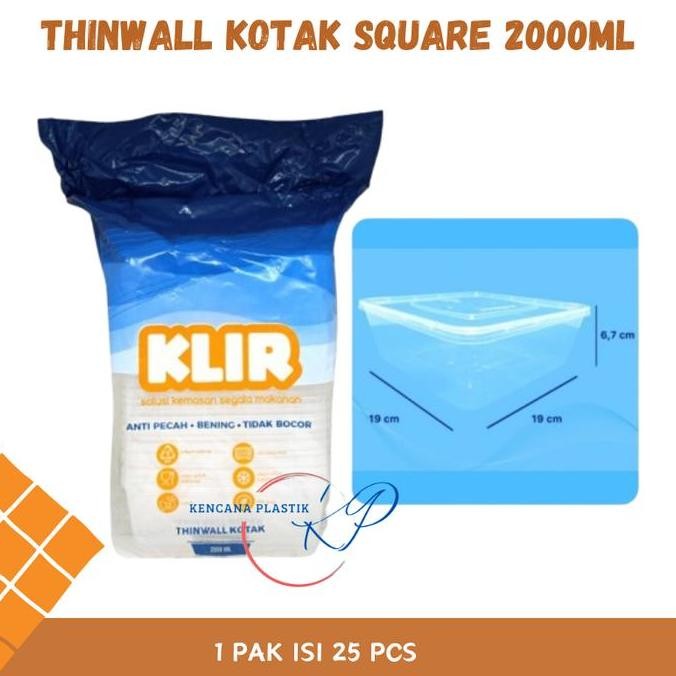 Thinwall Kotak Square 2000Ml Food Container Box Kotak Makan Plastik