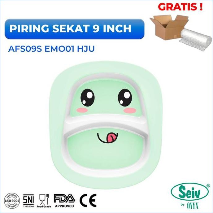 (Good) Onyx Seiv, Piring Makan Anak Sekat 9 inch : Melamin, Aman untuk Makanan, Halal, AFS09S Karakt