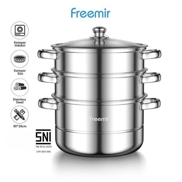 Special Freemir Panci Kukus 3 Susun Stainless Steel Tebal Anti Lengket Anti Karat Dandang Kukusan Al