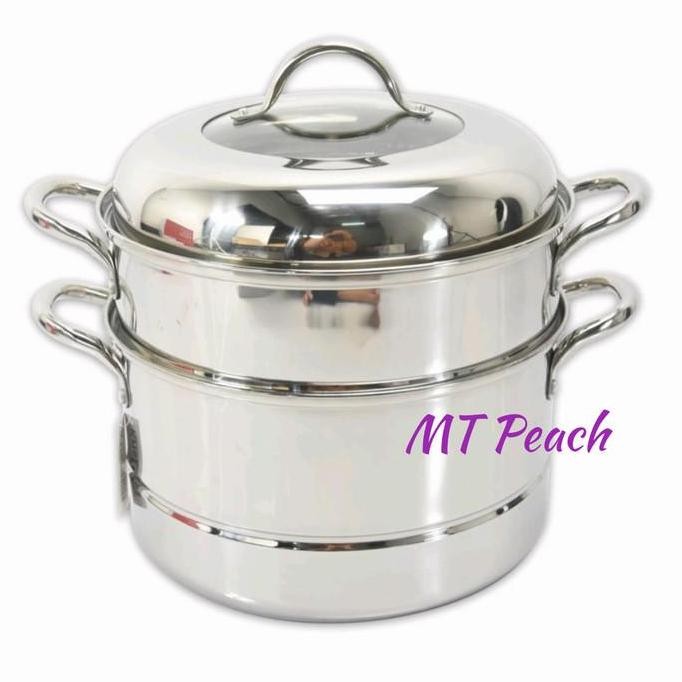 Promo KRISCHEF SET STEAMER PANCI KUKUS DOBEL 2 SUSUN DENGAN TUTUP 28 CM COD