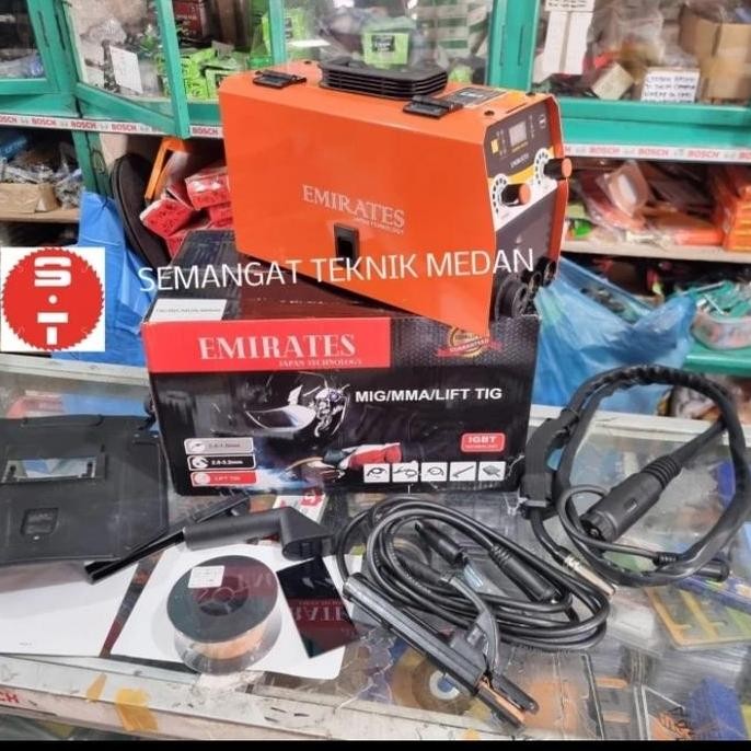 TERMURAH - MESIN TRAFO LAS MIG MIGi TANPA GAS CO2 120 A AMPERE EMIRATES + KAWAT
