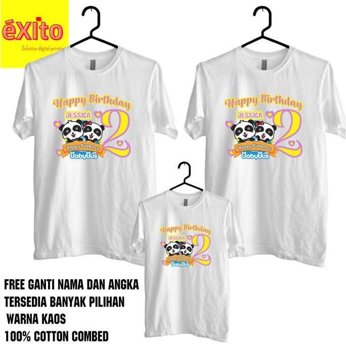TERMURAH - Kaos Ulang Tahun Couple Family Tema Babybus- Free Ganti Angka dan Nama