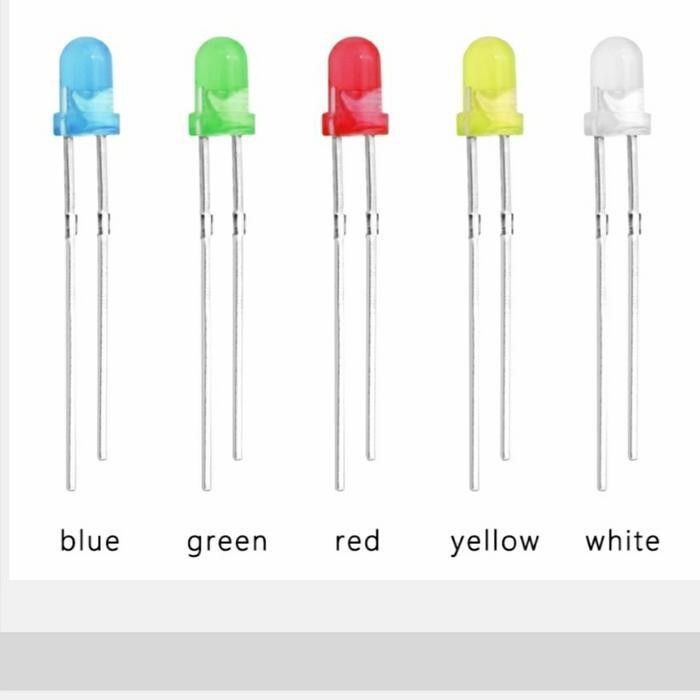 FPS Merah Hijau Kuning Biru Putih LED 3mm 3 mm Lampu kecil