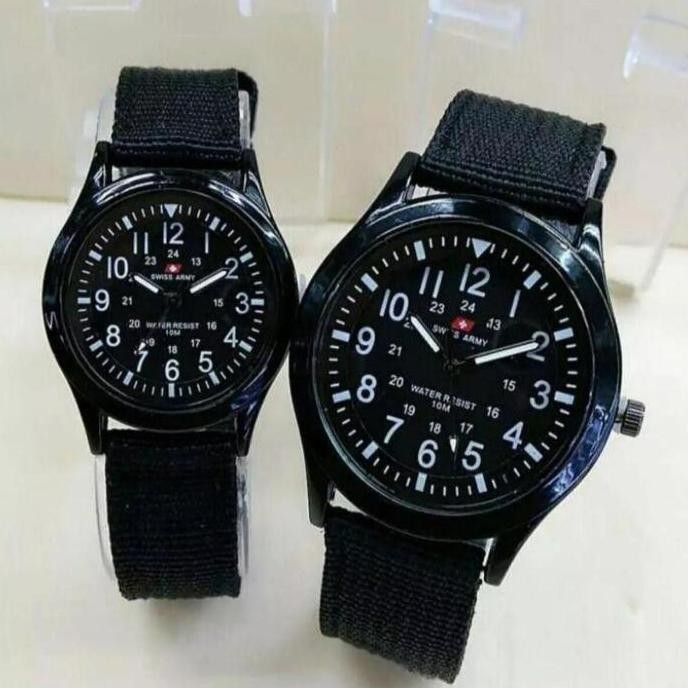 HARGA SEPASANG - JAM TANGAN FASHION CASUAL COUPLE SWISS ARMY MODEL ANALOG Kanvas