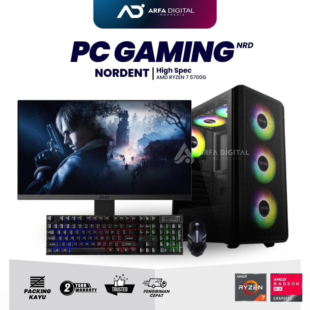 NEW PC Gaming Live Streaming AMD Ryzen 7 5700G SSD 128GB lengkap LED 22 inc Keyboard Mouse GAMING | 