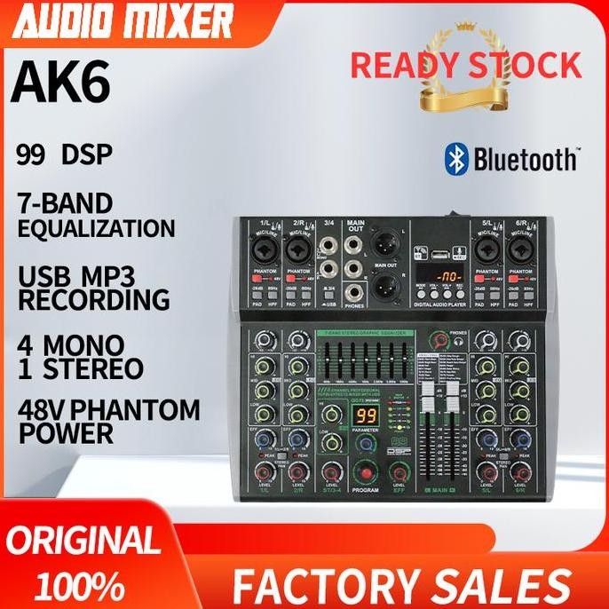 Aibedo Ak 4 /6/8 Saluran Mixer Audio Profesional Dapat Dihubungkan Ke Catu Daya Mobil 12V 99 Dsp Usb