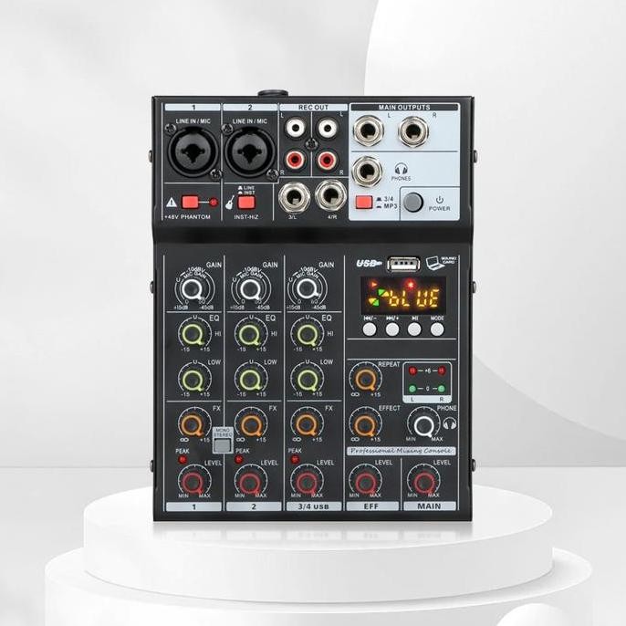 Mixer Audio Digital Mini Murah Mixer 4 Channel PC Soundcard Bluetooth Karaoke Player Profesional Kon