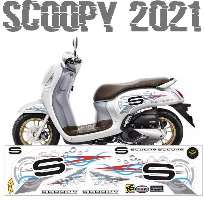 Striping Scoopy Variasi 2021 Putih -Indigo01- Ready
