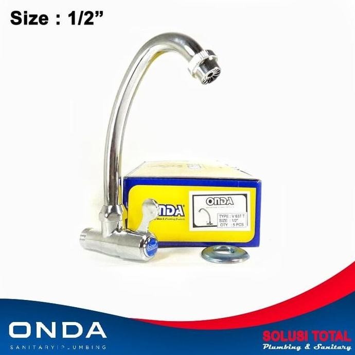 Kran Air Onda V 637 T Keran Angsa Cuci Piring 1/2" Dapur Original