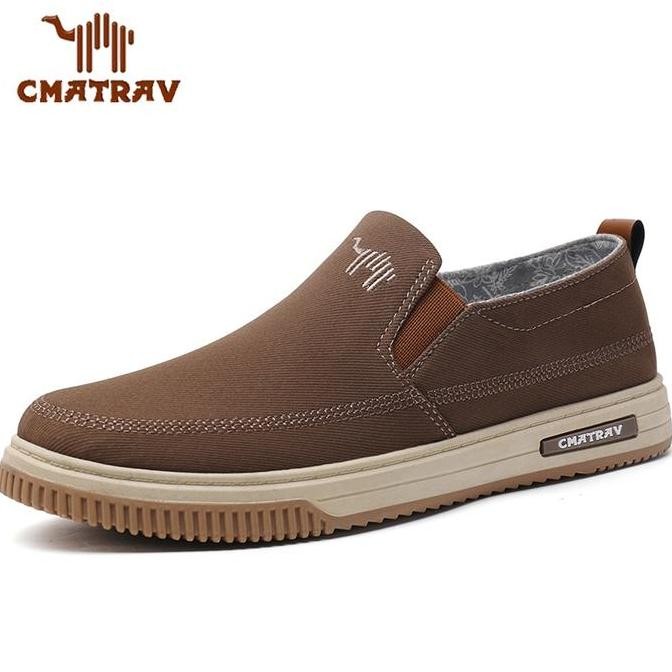 CMATRAV Sepatu Sneakers Slip-on Santai Pria Flat Gaya Kasual Kerja