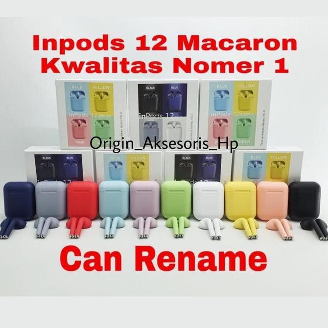Inpods 12 Headset Bluetooth 5.0 Wireless Earphones Inpods12 Macaron Original
