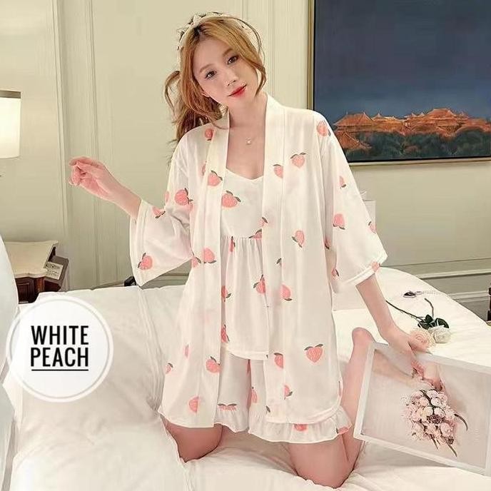Baju Tidur Wanita / Baju Tidur Set Kimono Celana Pendek