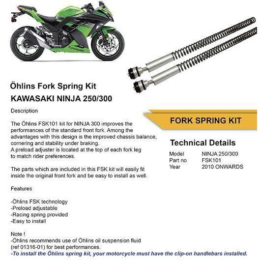 Terbaik Ohlins Fork Spring Kit Ninja 300 250 100% Ori