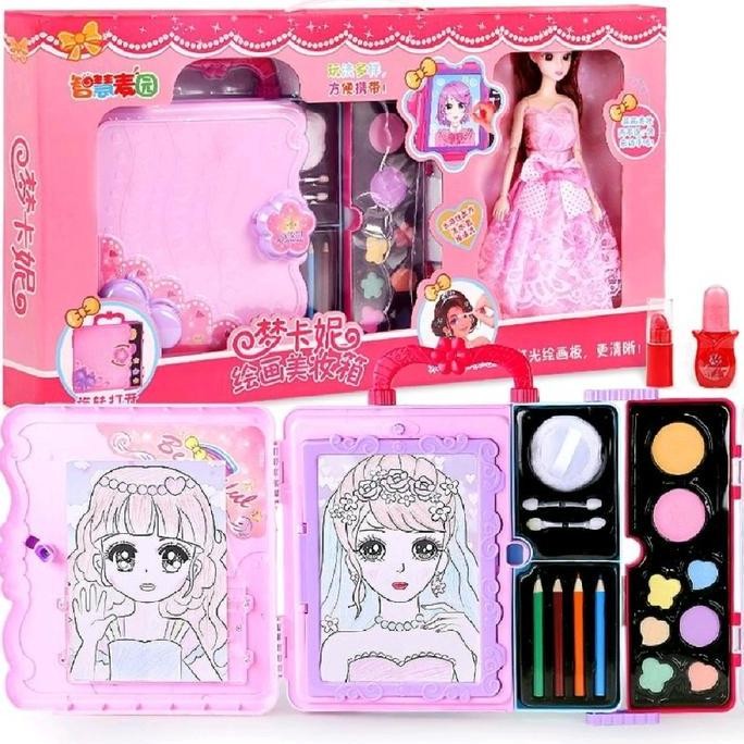 TERBARU - [capt] Mainan Anak Set Tas Melukis & Tata Rias - Make Up Doll Jewerly Set Princess Series