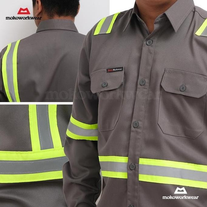 Wearpack Baju Safety Abu Tua / Charcoal Hi-Vis Mokoworkwear Reflector Non Airflow