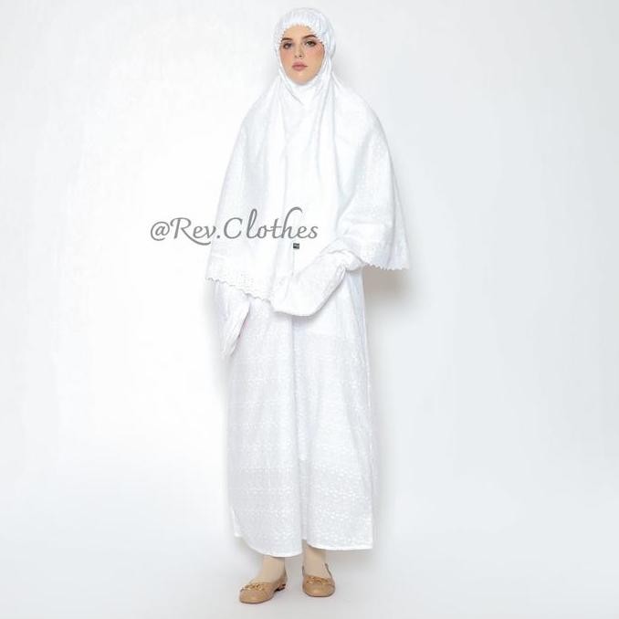 Gamis umroh wanita set lengkap Baju Ihram Wanita full Bordir Baju Muslim Wanita Bergo Syari