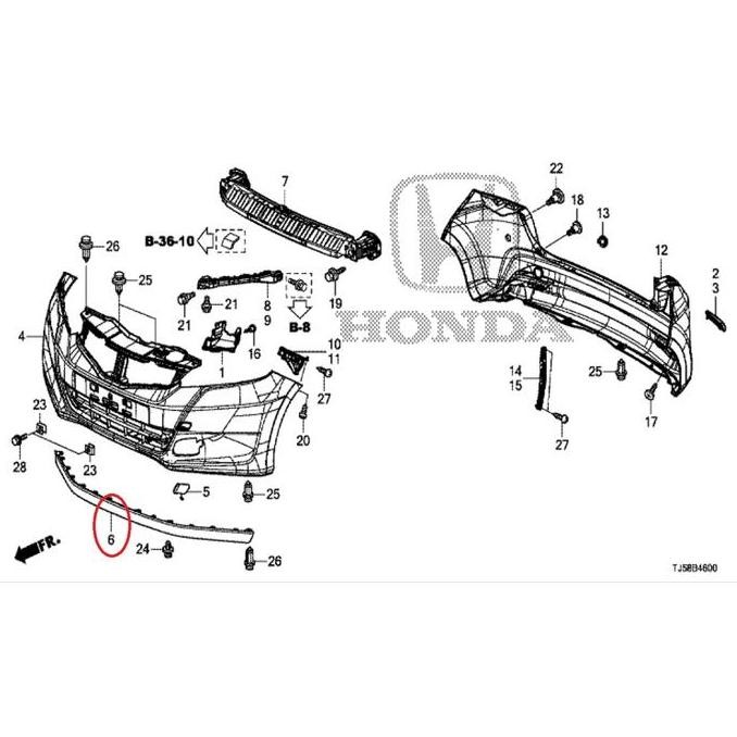Karet Bawah Bumper Lidah Bumper Jazz GE8 Tipe S 20-2013 Orinal
