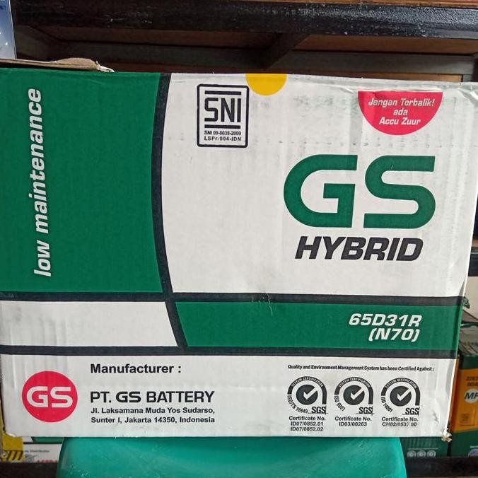 TERMURAH - Aki Mobil / Genset/ GS Hybrid N70/ 12v 70AH Astra Otoparts/ GS N 70
