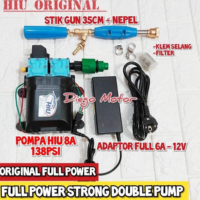 Pompa air doorsmeer mini Dobel Pump Hiu 138psi komplit tanpa selang