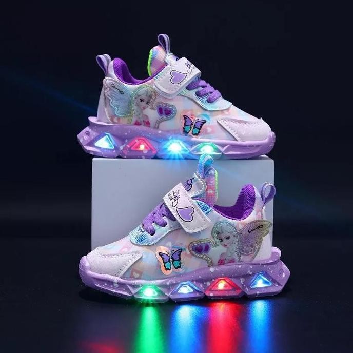 Sepatu Lampu Led Anak Perempuan Sneakers Anak Frozen Model Terbaru
