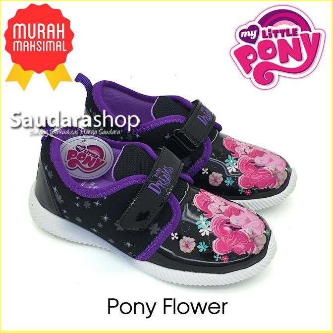 Sepatu Little Pony Ponyflower Hitam Ungu / Sepatu Sekolah Little Pony