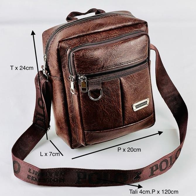 Tas Selempang Pria Tas Selempang Kulit Pu Polo Amstar 10" Tas Selempang Pria Wanita