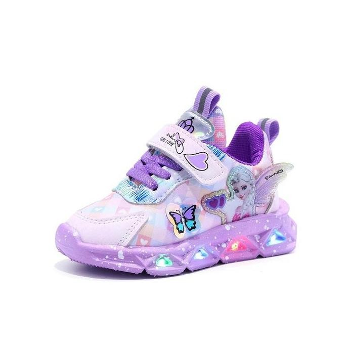 21-30 Led Frozen Butterfly Sepatu Pesta Anak Perempuan
