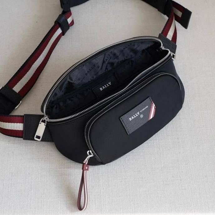 Tas Selempang Pria Waistbag Bally Finlei Belt Bag Nylon Leather Authentic Fullset