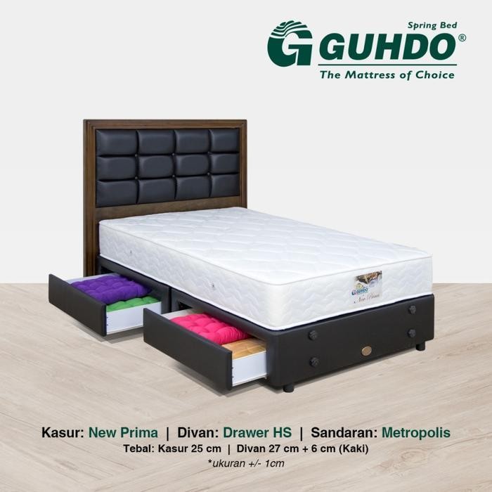 Divan Laci Dan Kasur Minimalis Sandaran + Laci / Dipan Drawer - Guhdo Springbed Terlaris Best Qualit