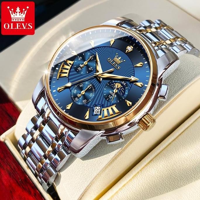 OLVES Jam tangan pria terbaru 2025 Jam tangan tahan air bercahaya pria Jam Tangan Kuarsa Stainless S