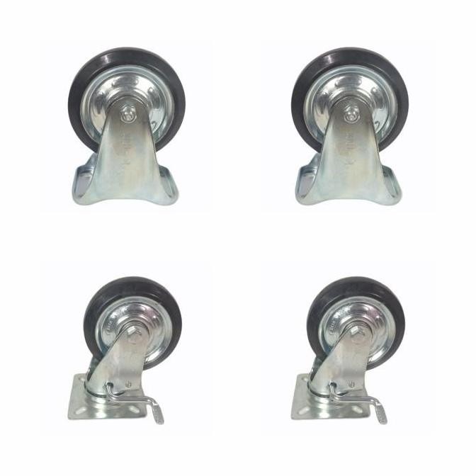 +++++] Roda Troli 8 Inch RUBBER Merk HITO 1 Set (2 Mati 2 Rem Hidup)