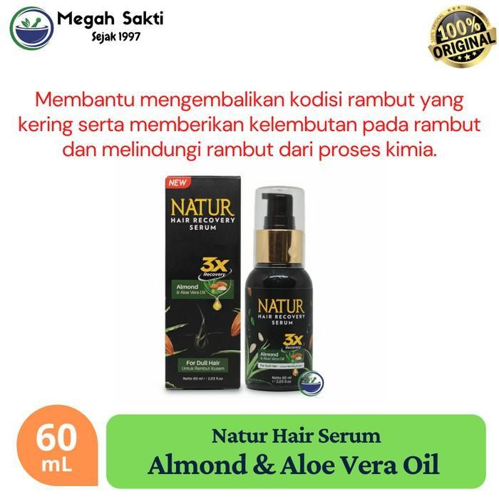 Natur Hair Recovery Serum Almond & Aloe Vera Oil 60 Ml | Serum Rambut Kering Kusam Terbaru Best Qual