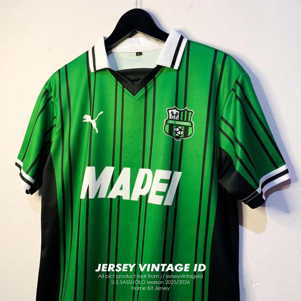 Jersey U.S Sassuolo 2025-2026 Home  | Home Lengan Pendek | Jersey Sassuolo Vintage Retro | Jersey Bi