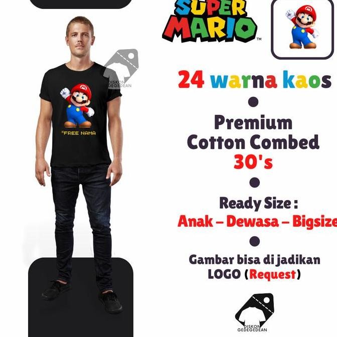 Ready  KAOS MARIO / SUPER MARIO / MARIO BROS - BAJU/TSHIRT MARIO BROS TYPE 47