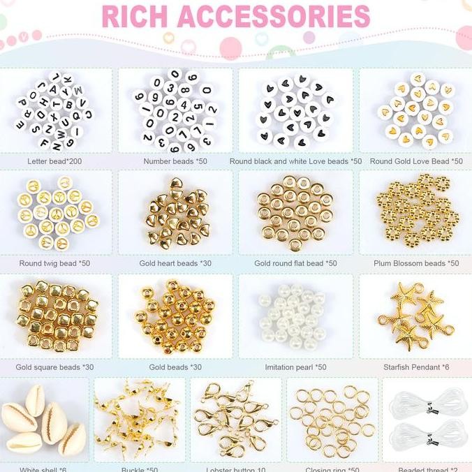 (Best) Clay Beads Bracelet Making Kit Flat Beads Boho Jewelry Making Acce Polymer Clay Chips Bead fo