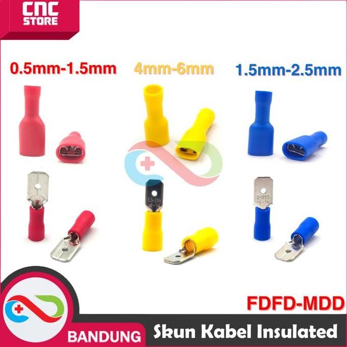 Skun Kabel Insulated Male Disconnects Mdd 2 Kabel  1.5Mm-2.5Mm Baru
